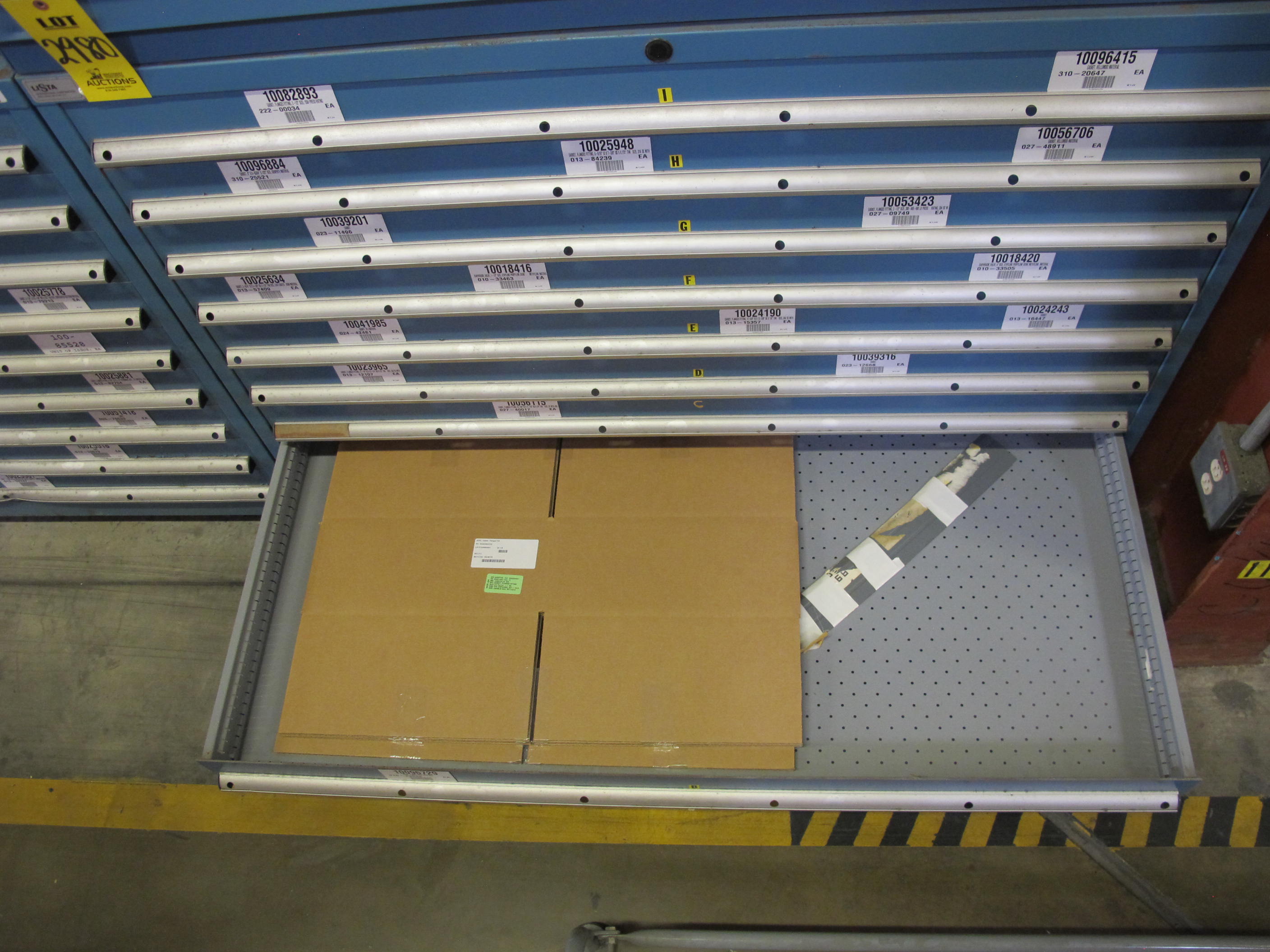 LISTA HEAVY DUTY 9-DRAWER PARTS CABINET W/ CONTENTS (W-50) LOADING & HANDLING FEE $25-